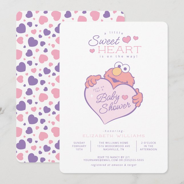Invitación Elmo - Pequeño Baby Shower (Anverso / Reverso)