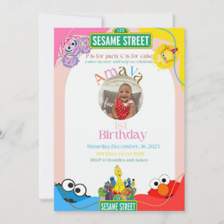 Invitación Elmo’s 1st birthday theme