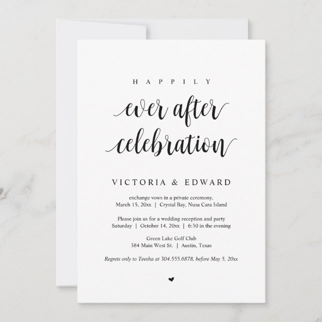 Invitación Elopamiento de Boda, Celebración Feliz para Siempr (Anverso)