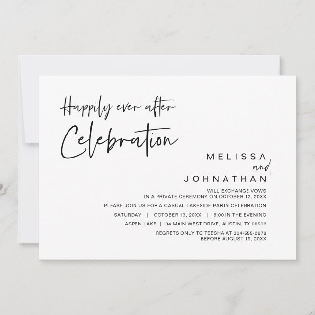 Invitación Elopamiento de Boda, Celebración Feliz para Siempr (Anverso)