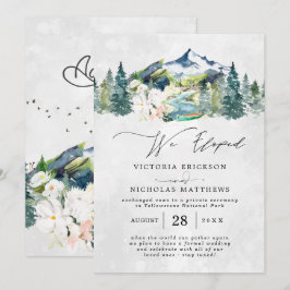 Invitación Elopamiento de boda en bosque montañoso rústico pe