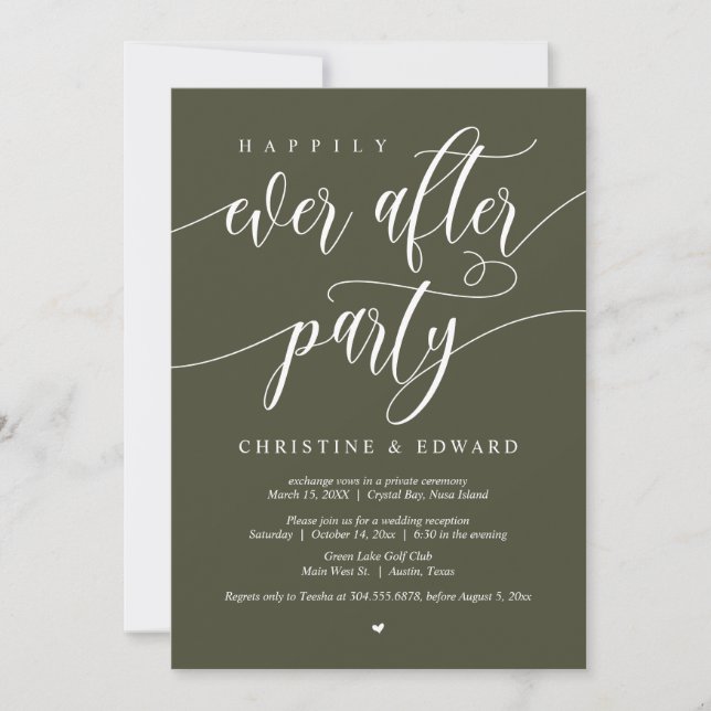 Invitación Elopamiento de boda, Fiesta de feliz para siempre, (Anverso)