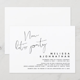 Invitación Elopamiento de boda moderno, ahora vamos a festeja
