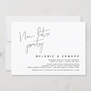 Invitación Elopamiento de boda moderno, ahora vamos a festeja