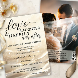 Invitación Elope resplandeciente de oro feliz nunca después d