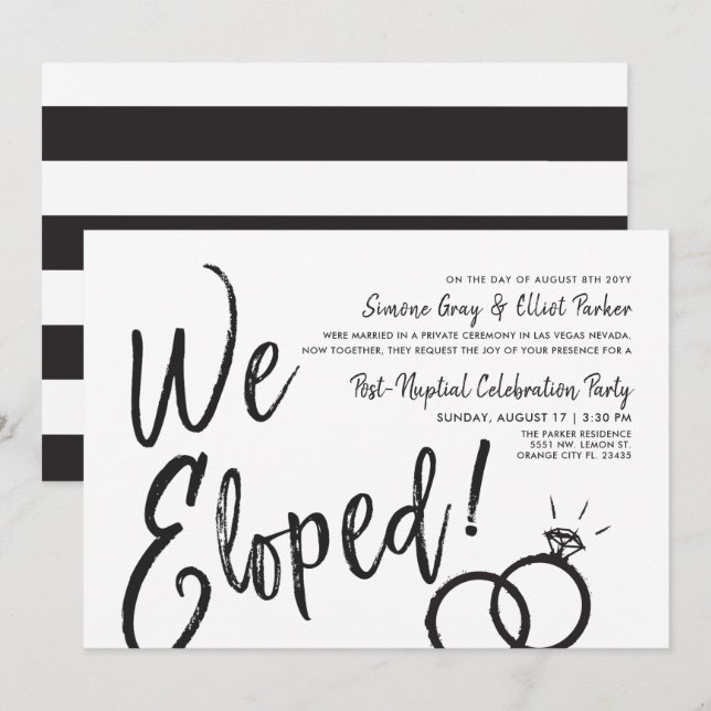 Invitación Eloped cena nupcial del poste del | (Anverso / Reverso)