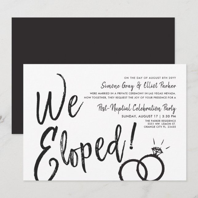 Invitación Eloped fiesta nupcial del poste del | (Anverso / Reverso)