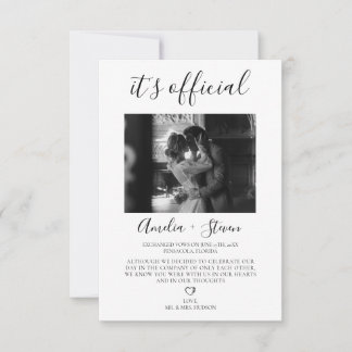 Invitación Elopement Announcement With Photo, We Got Married
