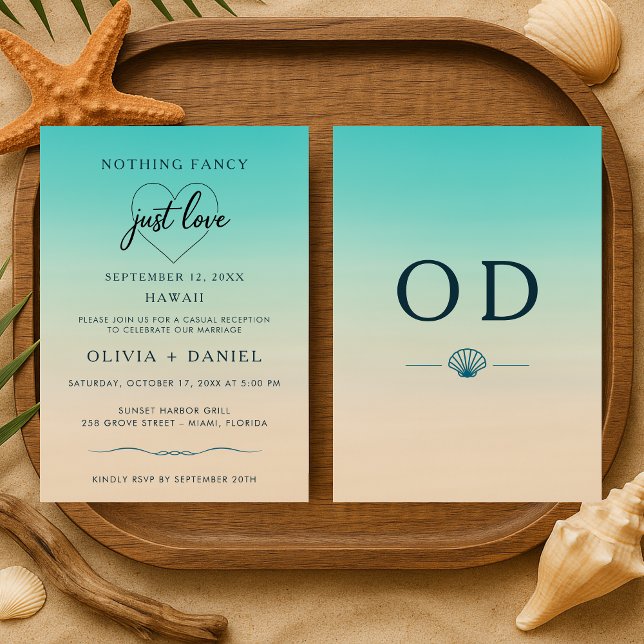 Invitación Elopement Beach Tropical Modern Wedding Reception (Subido por el creador)