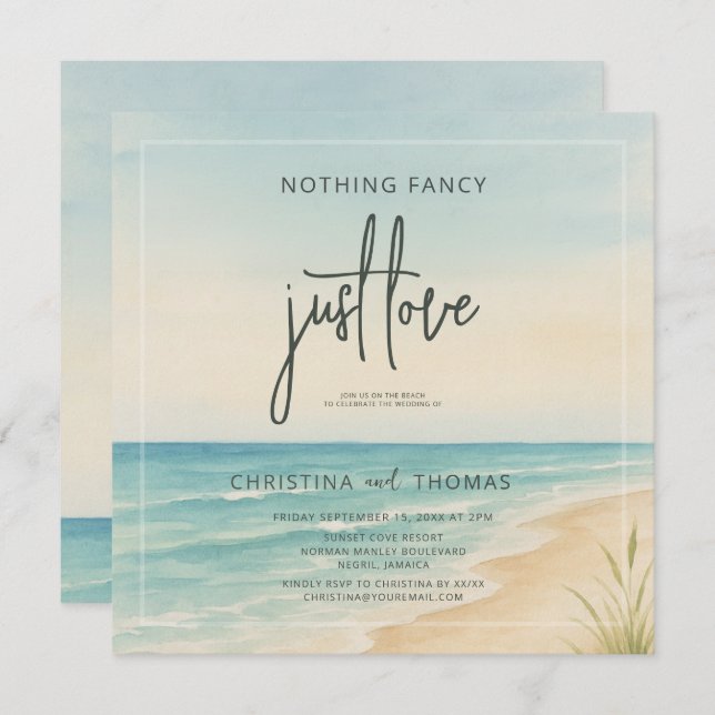 Invitación Elopement Beach Wedding (Anverso / Reverso)