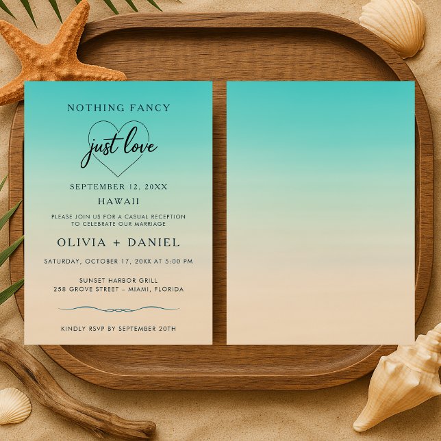 Invitación Elopement Beach Wedding Reception Watercolor (Subido por el creador)