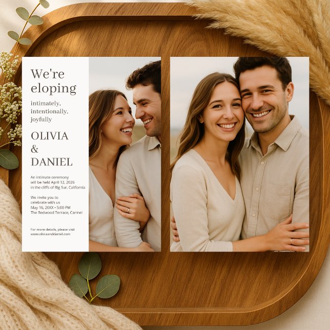 Invitación Elopement Beige Neutral Minimal Foto  (Subido por el creador)