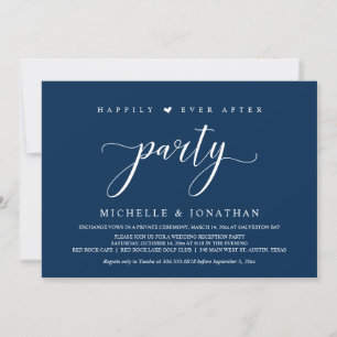 Invitación Elopement boda, azul marino, Fiesta de recepción I