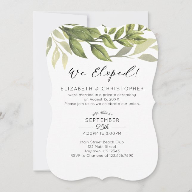 Invitación Elopement Boda Elopement (Anverso)