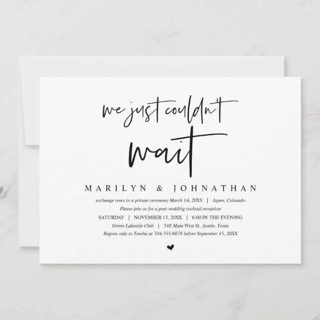 Invitación Elopement boda, minimalista moderno (Anverso)