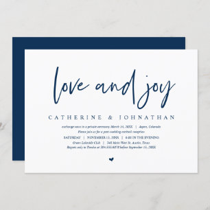 Invitación Elopement boda, Minimalista moderno, amor y alegrí