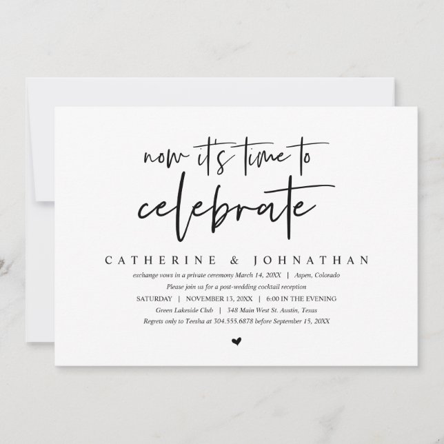 Invitación Elopement boda, Minimalista moderno, celebra (Anverso)