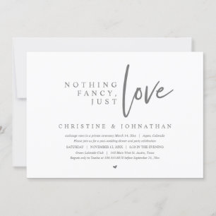 Invitación Elopement boda, Nothing Fancy, Just Love