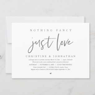Invitación Elopement boda, Nothing Fancy, Just Love