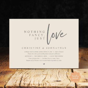 Invitación Elopement boda, Nothing Fancy, Just Love