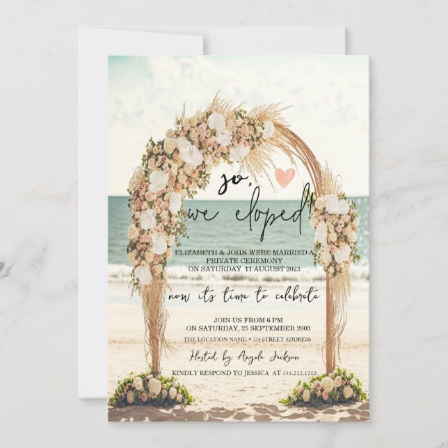 Invitación Elopement Boda Rosas de Beach Wedbor (Anverso)