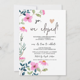 Invitación Elopement de flores rosas de jardín