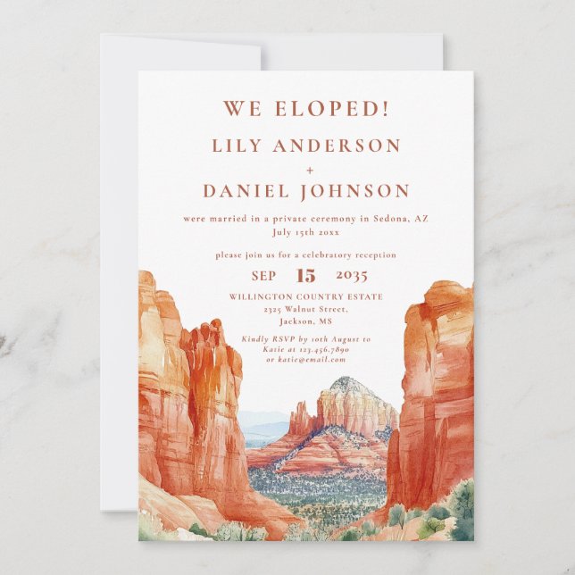 Invitación Elopement Elopement Red Rock del desierto de las a (Anverso)