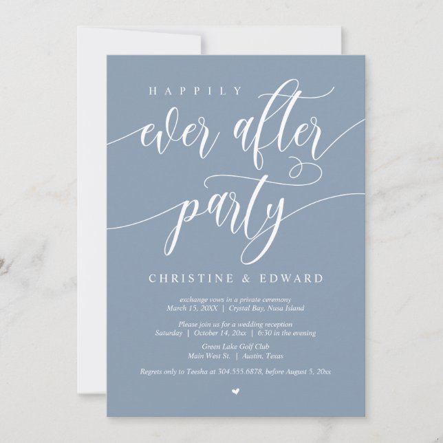 Invitación Elopement, felizmente siempre después del Fiesta,  (Anverso)