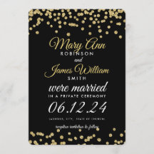 Elopement Gold Faux Purpurina Confetti Black