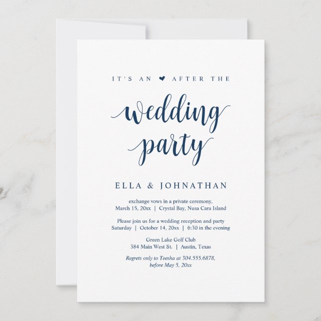 Invitación Elopement, is an after the Wedding Party Invitat (Anverso)