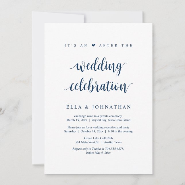 Invitación Elopement, is an after the Wedding Party Invitat (Anverso)