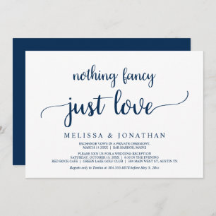 Invitación Elopement, Nothing Fancy Just Love, Navy Blue
