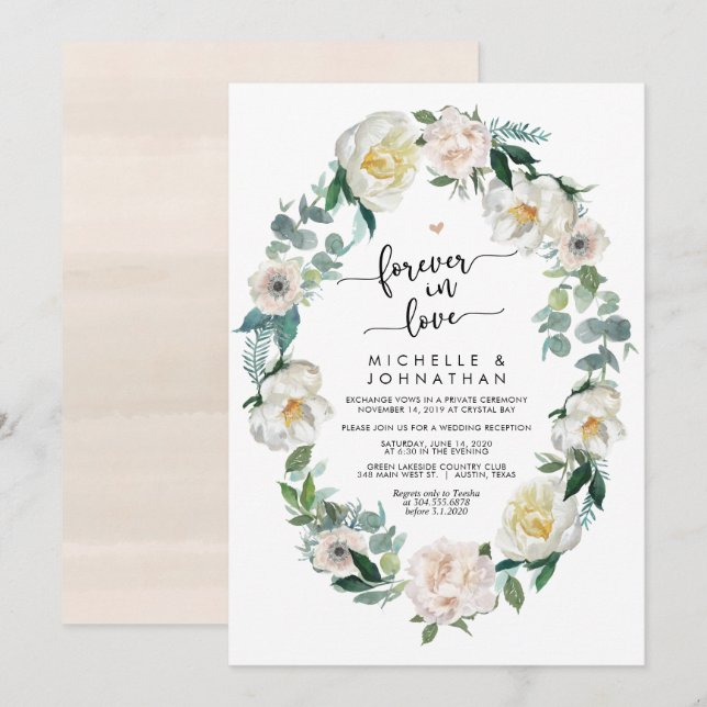 Invitación Elopement romántico Boda de primavera perfecta (Anverso / Reverso)