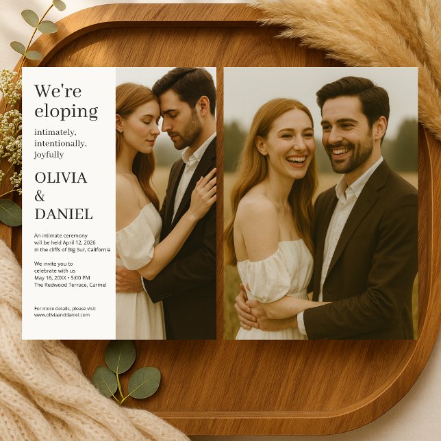 Invitación Elopement Wedding Modern Elegant Minimalist Photo  (Subido por el creador)