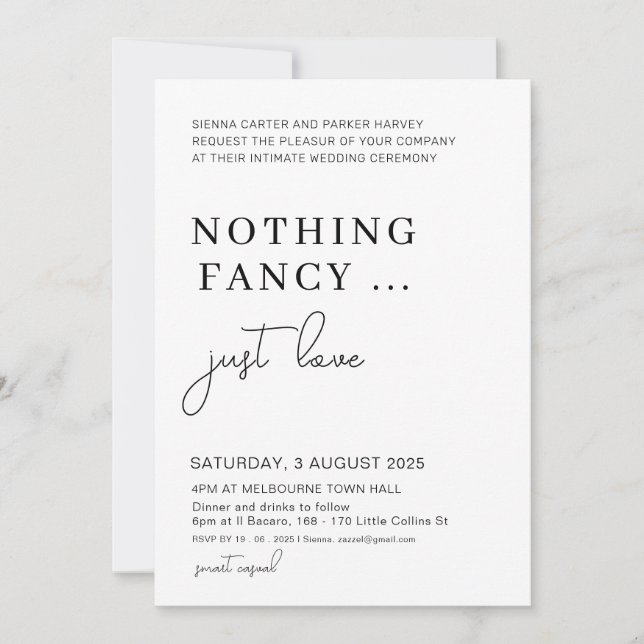 Invitación Elopting Después Del Fiesta, Nada Fancy Sólo Ama (Anverso)