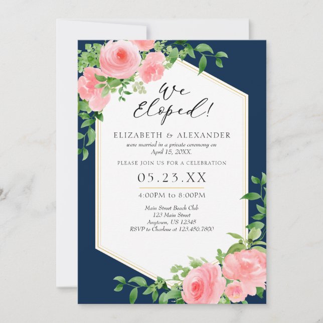 Invitación Eludimos el Elopement Boda Floral de la Marina Ros (Anverso)