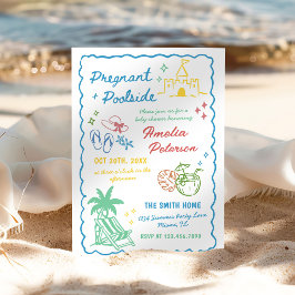 Invitación Embarazada y junto a la piscina Fiesta de Cumpleañ