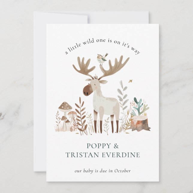 Invitación Embarazo de animales silvestres de un bosque (Anverso)