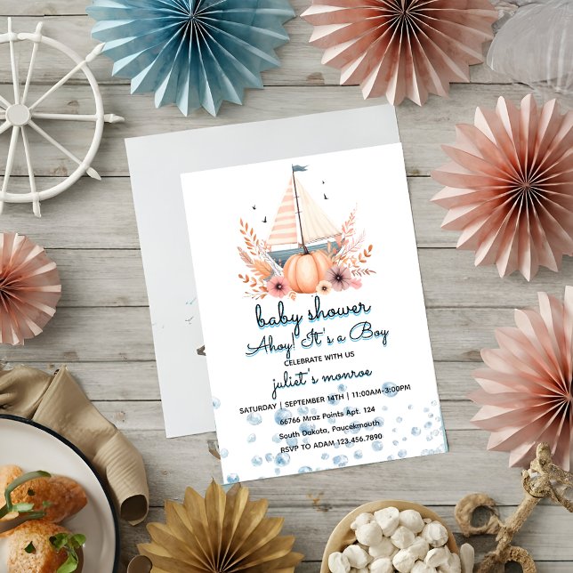 Invitación Embarazo en velero Nautical Baby Shower (Subido por el creador)