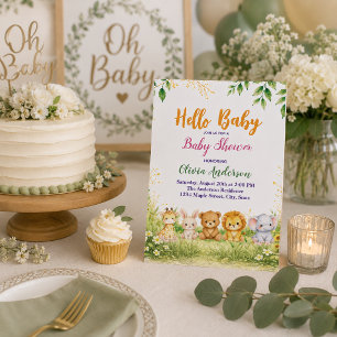 Invitación Embarazo Sofisticado Acuarela Hola Bebé