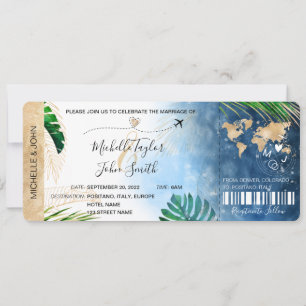 Invitación Embarque De Boda De Destino Pasado Playa Inv