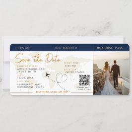 Invitación Embarque Pasar Avión Ticket Save The Date boda