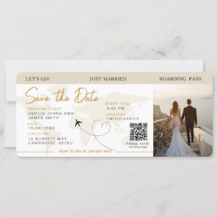 Invitación Embarque Pasar Avión Ticket Save The Date boda