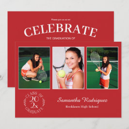 Invitación Emblema Chic de 3 Fotos Personalizado Fiesta de Gr