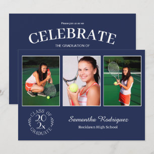 Invitación Emblema Chic Personalizado de 3 Fotos para Fiesta