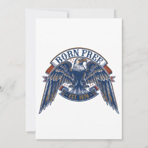 Invitación Emblema de águila con pancarta Nacido Libre, águil