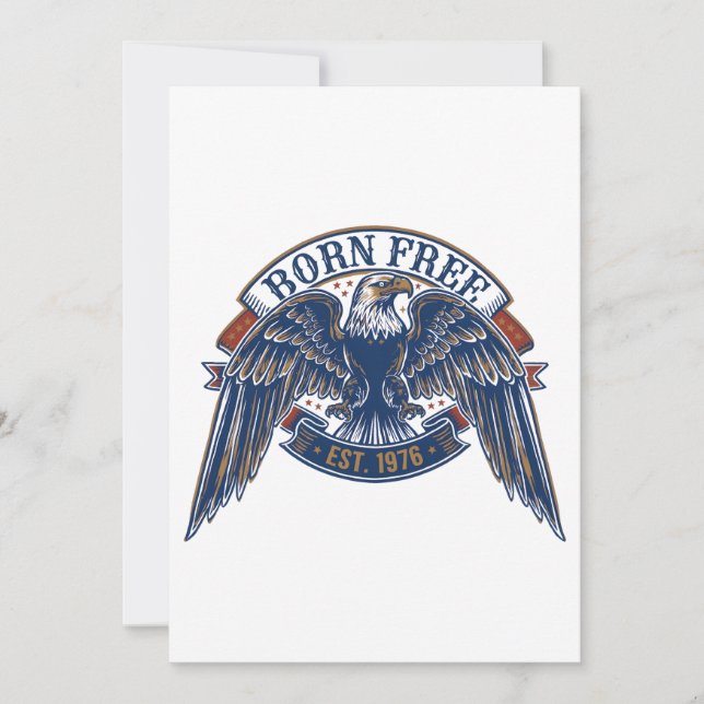 Invitación Emblema de águila con pancarta Nacido Libre, águil (Anverso)