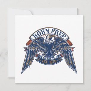 Invitación Emblema de águila con pancarta Nacido Libre, águil