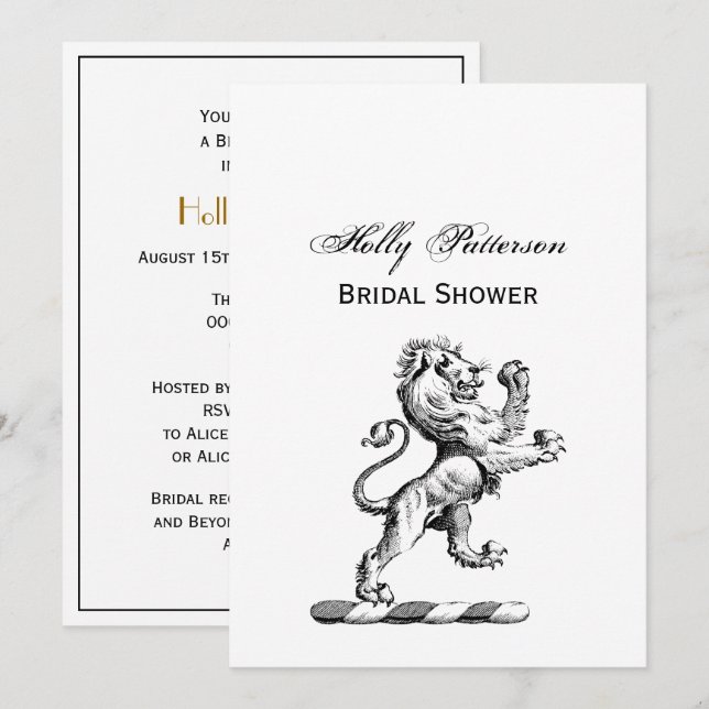 Invitación Emblema de cimera con león heráldico de pie (Anverso / Reverso)