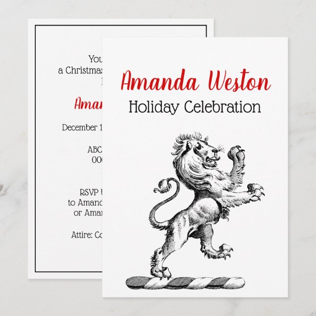 Invitación Emblema de cimera con león heráldico de pie (Anverso / Reverso)